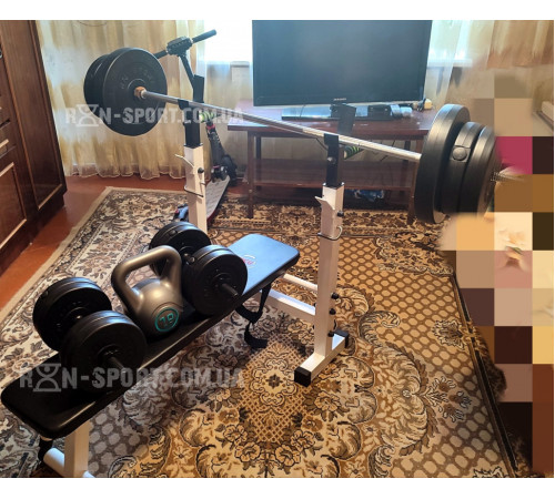 Скамья для жима 3 в 1 2020 + Штанга + Гантели Набор Premium 110 кг + Гиря 16 кг в Подарок