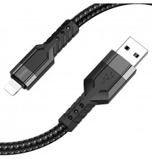 Кабель HOCO U110 USB to iP 2.4A, 1.2m, nylon, алюминиевые подключения, Black (6931474770561)