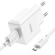 Мережевий зарядний пристрій з кабелем HOCO C106A Leisure single port charger set(Micro) 10.5W White (6931474783905)