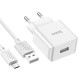 Мережевий зарядний пристрій з кабелем HOCO C106A Leisure single port charger set(Micro) 10.5W White (6931474783905)