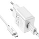 Мережевий зарядний пристрій з кабелем HOCO C106A Leisure single port charger set(Micro) 10.5W White (6931474783905)