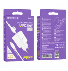 Мережевий зарядний пристрій Borofone BA81A PD20W Type-C to Lightning