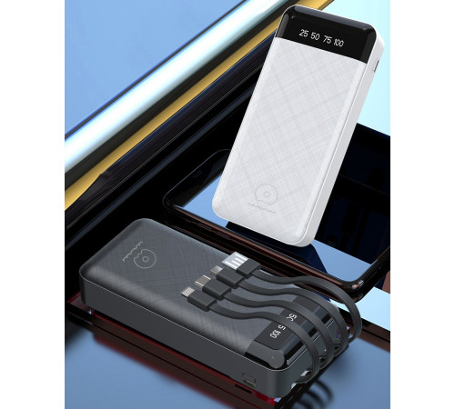 УМБ Power Bank WUW Y130 10000mAh 2.1A (with cable Lightning+Micro+Type-C+USB)