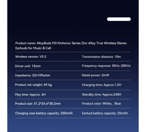 Бездротові навушники Remax M3 Kinhonor Series AlloyBuds