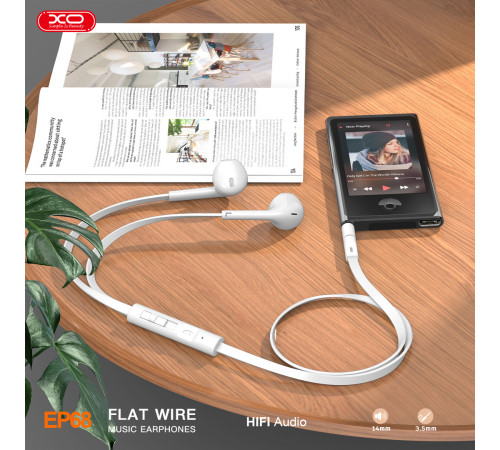 Навушники XO EP68 з плоским кабелем 3.5mm