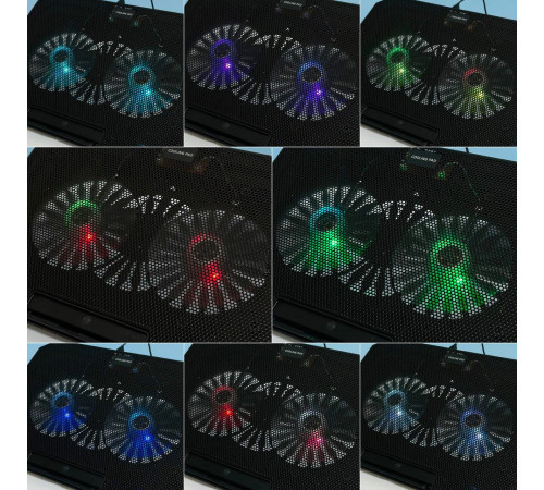 Підставка-охолоджувач для ноутбука N33 RGB light з тримачем для телефону 12-17inch (2 Fan)