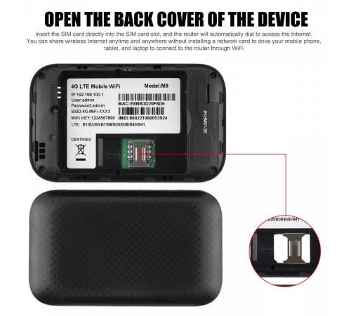 Портативний модем Mobile Wi-Fi DT2003, M9S-ELCD 300Mbps з екраном (3000mAh, 11.4Wh)