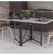 Стол-книжка трансформер Орион 2 Ferrum-decor 750x1520x730 Черный металл ДСП Бетон 16 мм (FRD-104589)