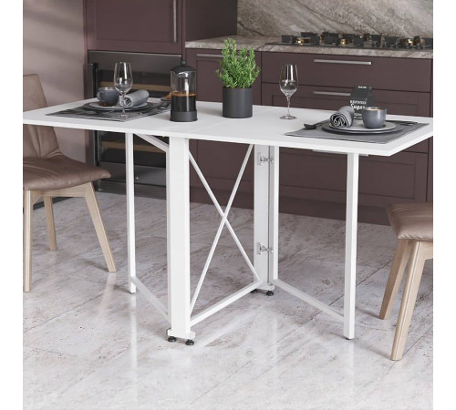 Стол-книга трансформер Орион 2 Ferrum-decor 750x1520x730 Белый металл ДСП Белое 16 мм (FRD-104590)