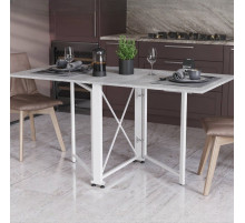 Стол-книжка трансформер Орион 2 Ferrum-decor 750x1520x730 Белый металл ДСП Бетон 16 мм (FRD-104596)
