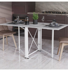 Стол-книжка трансформер Орион 2 Ferrum-decor 750x1520x730 Белый металл ДСП Бетон 16 мм (FRD-104596)