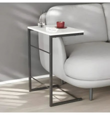 Столик приставной Терри Ferrum-decor 650x440x330 Черный металл ДСП Белое 16 мм (FRD-104648)