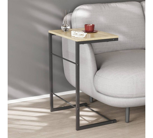 Столик приставной Терри Ferrum-decor 650x440x330 Черный металл ДСП Дуб Сонома 16 мм (FRD-104651)