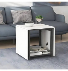 Стол журнальный трансформер Куб Комбо Ferrum-decor 540x532x500 Черный металл ДСП Белое 16 мм (FRD-105150)