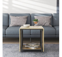 Стол журнальный трансформер Куб Комбо Ferrum-decor 540x532x500 Черный металл ДСП - Дуб Сонома 16 мм (FRD-105153)