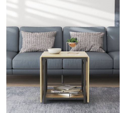 Стол журнальный трансформер Куб Комбо Ferrum-decor 540x532x500 Черный металл ДСП - Дуб Сонома 16 мм (FRD-105153)