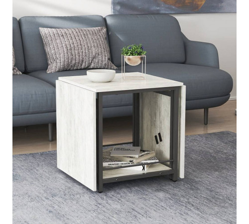 Стол журнальный трансформер Куб Комбо Ferrum-decor 540x532x500 Черный металл ДСП Бетон 16 мм (FRD-105155)