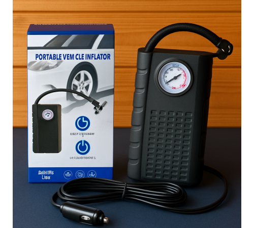 Портативный автомобильный насос 1322 от прикуривателя (12V) с манометром (60)