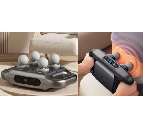 Перкуссионный массажер ЧЕТЫРЬМА   головками 4РОЛИКFour fascia guns mixed colors	( Xl-1190) (18)