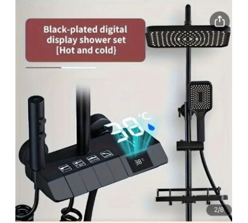 Смеситель для ванной комнаты из нержавеющей стали черного shower AA6-7  (10)