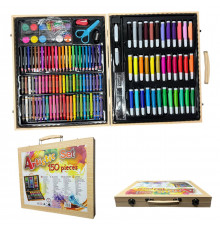 Набір для малювання в дерев'яній валізці 150 предметів (10 шт)