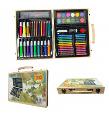Набір для малювання в дерев'яній валізці 70 предметів (20 шт)