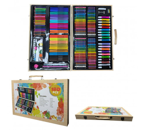 Набір для малювання в дерев'яній валізці 180 предметів (10 шт)