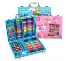 Набір для малювання у пластиковій валізі (з алюмінію. окантів.) KBX-128 128 предметів (8 шт)