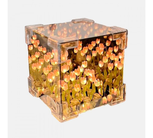 Нічник "Безкінечні тюльпани в КУБІ" 10×10см (НАБІР ТВОРЧОСТІ - збери сам) GS-01 (200 шт)