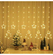 Гірлянда Штора 10 Тепла Usb ЗІРКИ+ ОЛЕНЬ  SF-43 код-3599 (50)