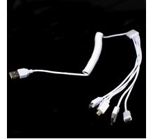 Кабель 5в1-USB U7 пружина белая //