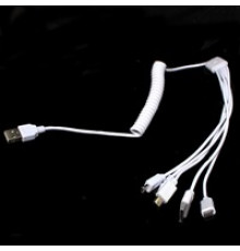 Кабель 5в1-USB U7 пружина белая //