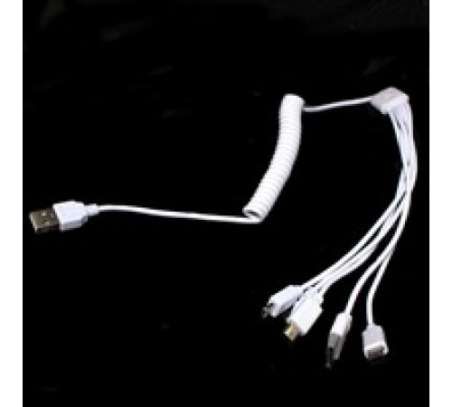 Кабель 5в1-USB U7 пружина белая //