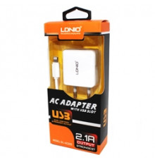 Зарядное устройство 220v LDNIO + USB-Lightning(Apple)