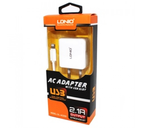 Зарядное устройство 220v LDNIO + USB-Lightning(Apple)