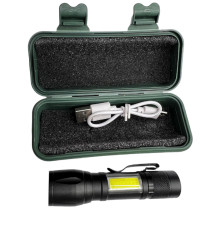 Світлодіодний ліхтарик Bailong Police COB USB BL-513 у пластиковому чохлі (240