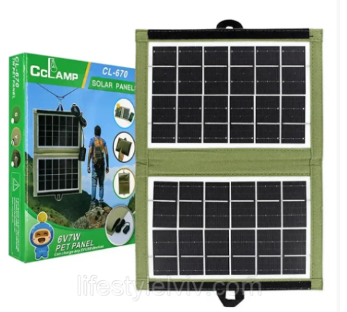 СОЛНЕЧНАЯ  панель 7,2 Вт, CCLAMP CL-670  Solar energy	  HA-62   (90)
