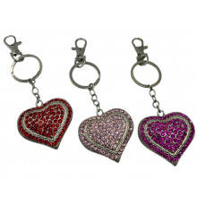 C223 Брелок Серце, метал, стрази.