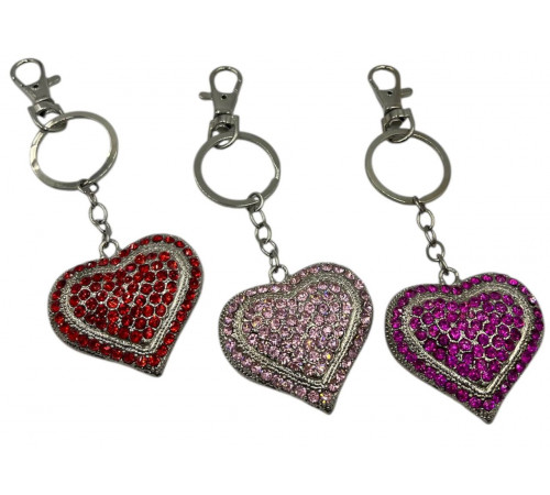 C223 Брелок Серце, метал, стрази.