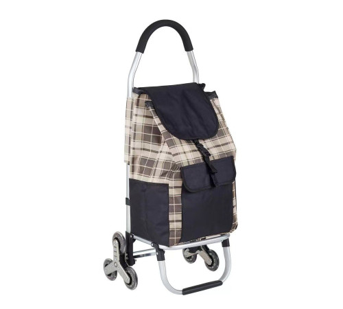 Тележка  SHOPPING CART 	 -D-016-3 в клетку коричневsqй Синий  (8)