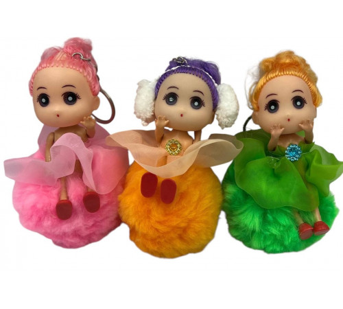 CC54 Брелок лялька з хутряною кулькою