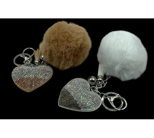 CD84 Брелок Серце, Стрази + Хутро