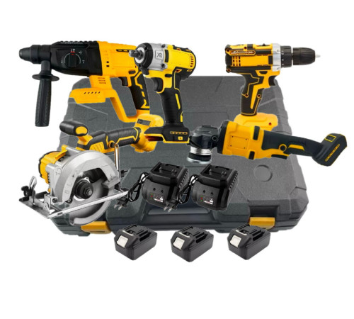Набор 5 в 1  Перфоратор+Гайковерт+Шуруповерт+Болгарка+Цыркулярка   0925 (2)