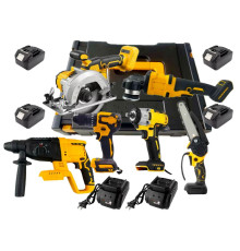 Набір 6 в 1 Перфоратор+Гайковерт+Шуруповерт+Боолгарка+Циркулярка+Пила  0924 (1)