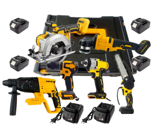 Набор 6 в 1  Перфоратор+Гайковерт+Шуруповерт+Боолгарка+Цыркулярка+Пила     0924 (1)