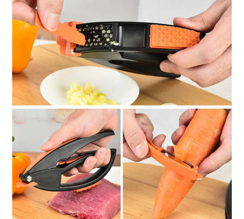 Чесночница Многофункциональный измельчитель чеснока, Ручной пресс для чеснока, терка для лука, (50)