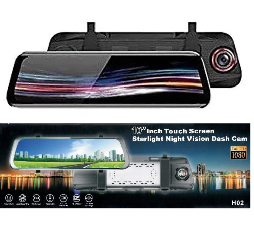 H02  Зеркало-видеорегистратор H90 ( 10")  (20)(50)