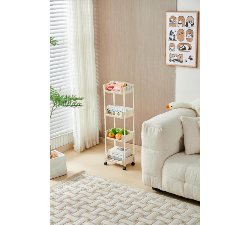 Этажерка на колесах   4 полки  напольная белая Storage rack	  1226 (16)