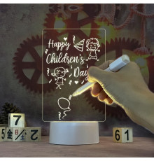 Світильник, нічник, дошка для нотаток 12,5 х 17,5 см, від USB, 3 підсвічування, з маркером LAMP 3D-(100)