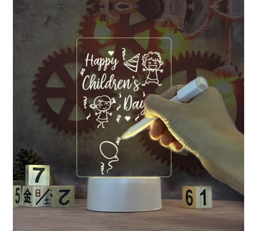 Светильник, ночник, доска для заметок 12,5 х 17,5 см,  от USB, 3 подсветки, с Маркером LAMP 3D-(100)